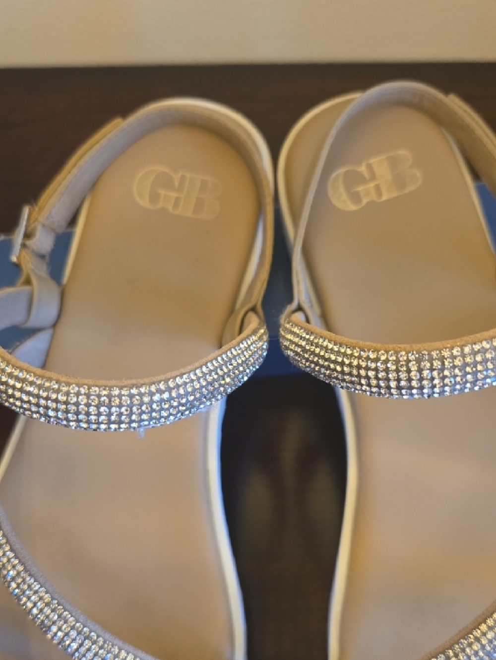 Gianni Bini Champagne Rhinestone Strappy Sandals - Picture 2 of 12